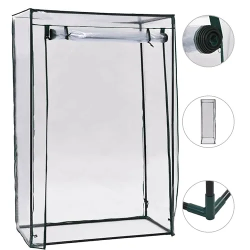 Tomaten-Gewächshaus 102 x 52 x 150 cm mit pulverbeschichtetem Stahlrohrrahmen und PVC-Folie, wetterfestes Pflanzenhaus für Garten, Balkon, Terrasse, Schutz für Gemüse, Tomaten, Aussaat – Bild 7