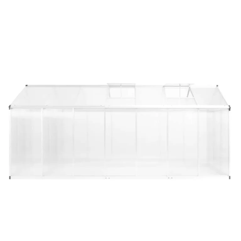 Gewächshaus Aluminium 421x190x195 cm mit Polycarbonatplatten 15,6 m³ Volumen, wetterfestes Treibhaus für Tomaten und Gemüse, begehbares Pflanzenhaus für Balkon, Terrasse und Outdoor Nutzung – Bild 2
