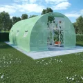 Gewächshaus 13,5m² mit 450x300x200 cm grünem PE-Netzgewebe und verzinktem Stahlrahmen, 6 Seitenfenster, 1 Tür, wetterfestes Pflanzenhaus für Tomaten, Gemüse, Balkon, Terrasse, Outdoor - Thumbnail 1
