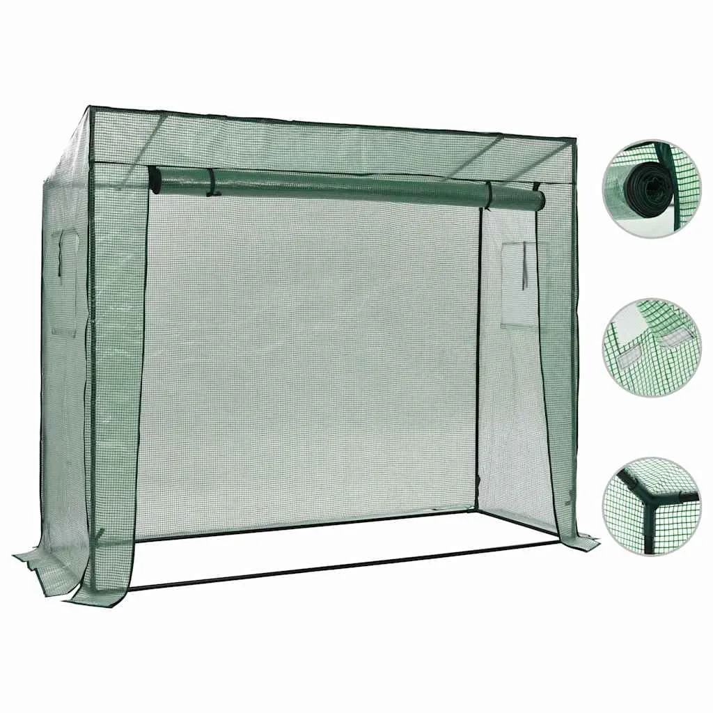 Begehbares Gewächshaus 200 x 80 x 173 cm mit pulverbeschichtetem Stahlrahmen, reißfester grüner PE-Folie, Rolltür mit Reißverschluss, Belüftungsfenster für Balkon, Terrasse, Outdoor