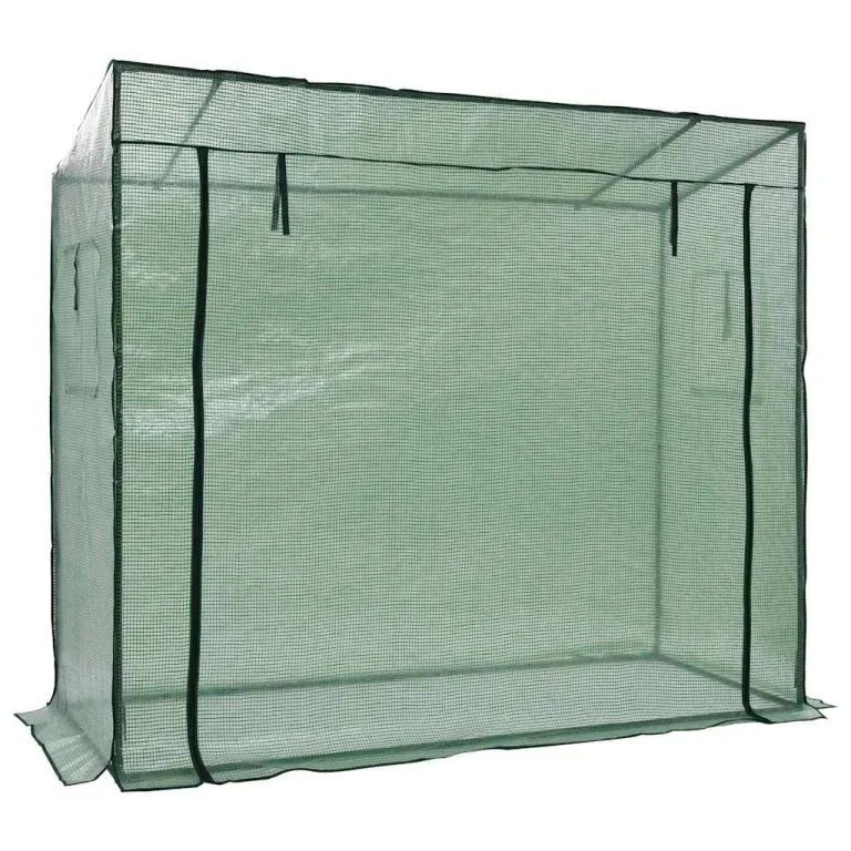 Begehbares Gewächshaus 200 x 80 x 173 cm mit pulverbeschichtetem Stahlrahmen, reißfester grüner PE-Folie, Rolltür mit Reißverschluss, Belüftungsfenster für Balkon, Terrasse, Outdoor – Bild 2