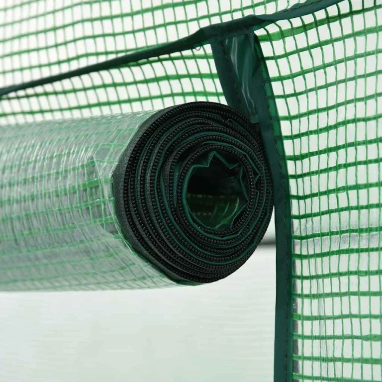 Begehbares Gewächshaus 200 x 80 x 173 cm mit pulverbeschichtetem Stahlrahmen, reißfester grüner PE-Folie, Rolltür mit Reißverschluss, Belüftungsfenster für Balkon, Terrasse, Outdoor – Bild 5