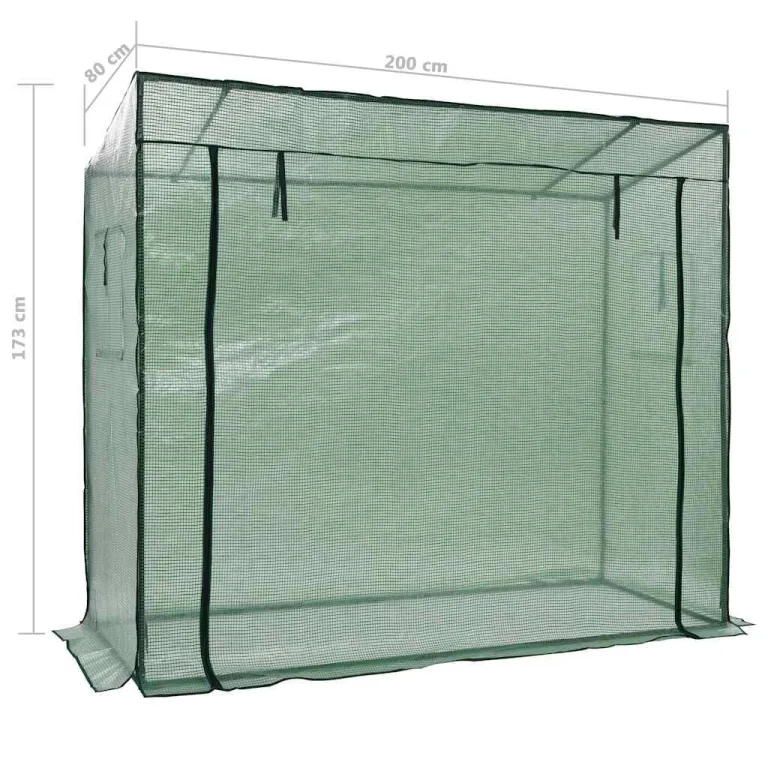 Begehbares Gewächshaus 200 x 80 x 173 cm mit pulverbeschichtetem Stahlrahmen, reißfester grüner PE-Folie, Rolltür mit Reißverschluss, Belüftungsfenster für Balkon, Terrasse, Outdoor – Bild 7