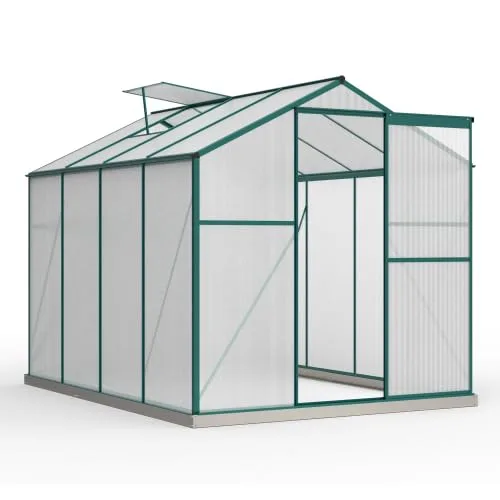 Aluminium Gewächshaus mit Fundament 4,75 m² – 190x253 cm, inkl. Dachfenster & Schiebetür, Polycarbonat Hohlkammerplatten, winterfestes Tomatenhaus für Garten & Terrasse - Bild 1