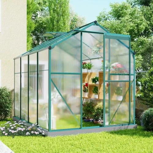 Aluminium Gewächshaus mit Fundament 4,75 m² – 190x253 cm, inkl. Dachfenster & Schiebetür, Polycarbonat Hohlkammerplatten, winterfestes Tomatenhaus für Garten & Terrasse – Bild 6