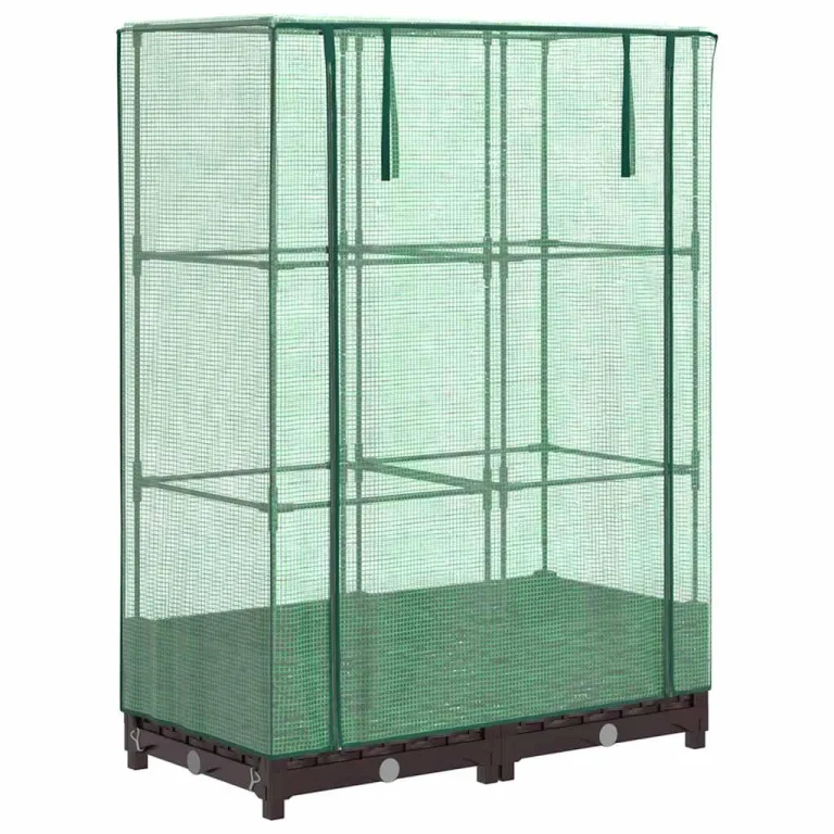 Hochbeet mit Gewächshausaufsatz Rattan-Optik 160x40x138 cm Weiß, Pflanzenkasten mit Foliengewächshaus für Garten, Balkon und Terrasse, Stabiles Tomatenhaus mit Eisenrahmen – Bild 10