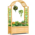SUNYRISY Holz Hochbeet mit Rankgitter, Blumenkasten mit Rankhilfe, Garten Pflanzkübel mit Spalier, Garten Pflanzkasten Pflanzkübel mit oberem Rankgitter - Thumbnail 7