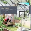 Outsunny Garten-Gewächshaus, 7 m², aus Polycarbonat-Aluminium, mit Fundament, 190 x 375 x 199 cm, Gewächshaus mit verstellbarem Fenster und Schiebetür, wetterfest, Dunkelgrau - Thumbnail 4