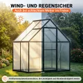 𝐉𝐚𝐱𝐠𝐮𝐨𝐦 Gewächshaus Aluminium 123 x 180 x 195 cm, 4 mm Polycarbonat-Hohlkammerplatten,mit Bodenrahmen & Dachfenster,Wetterbeständiges Tomatenhaus Treibhaus für Garten - Thumbnail 6