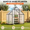 Gewächshaus Aluminium Schwarz 123×180×195cm PC-Hartplatten, Verstärkte Ecken & Innenkonstruktion, Hagel- & Winterfest für Garten Balkon Terrasse - Thumbnail 2
