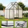 Gewächshaus Aluminium Schwarz 123×180×195cm PC-Hartplatten, Verstärkte Ecken & Innenkonstruktion, Hagel- & Winterfest für Garten Balkon Terrasse - Thumbnail 3