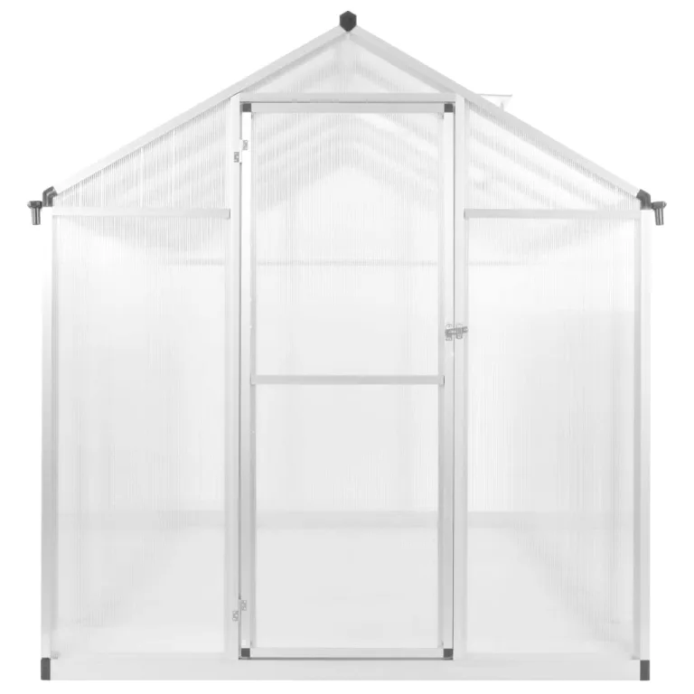 Aluminium Gewächshaus 302x190x195 cm, 5,74 m² Grundfläche, doppelwandige Polycarbonatplatten, UV-beständig, wärmeisoliert, robuste Aluminiumkonstruktion, Dachrinnensystem, Zwei – Bild 2