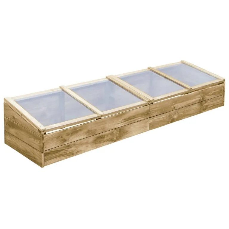 Gewächshaus aus imprägniertem Kiefernholz 200x50x35 cm, Hochbeet mit Dachkonstruktion für Blumen und Kräuter, Robustes Pflanzgefäß für den Garten, einfache Montage – Bild 1