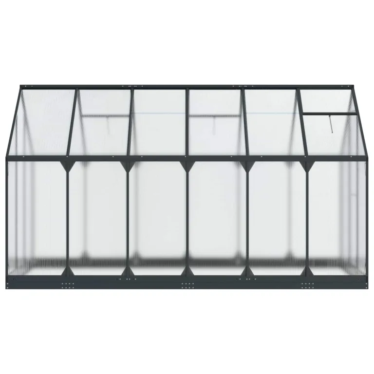 Aluminium Gewächshaus mit Tür Anthrazit 183,5 x 363,5 x 207 cm, wetterfestes Garten Gewächshaus im Tunnel-Design, verstellbare Höhe ohne Werkzeug, aus Aluminium und verzinktem – Bild 5