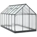 Aluminium Gewächshaus mit Tür Anthrazit 183,5 x 363,5 x 207 cm, wetterfestes Garten Gewächshaus im Tunnel-Design, verstellbare Höhe ohne Werkzeug, aus Aluminium und verzinktem - Thumbnail 6