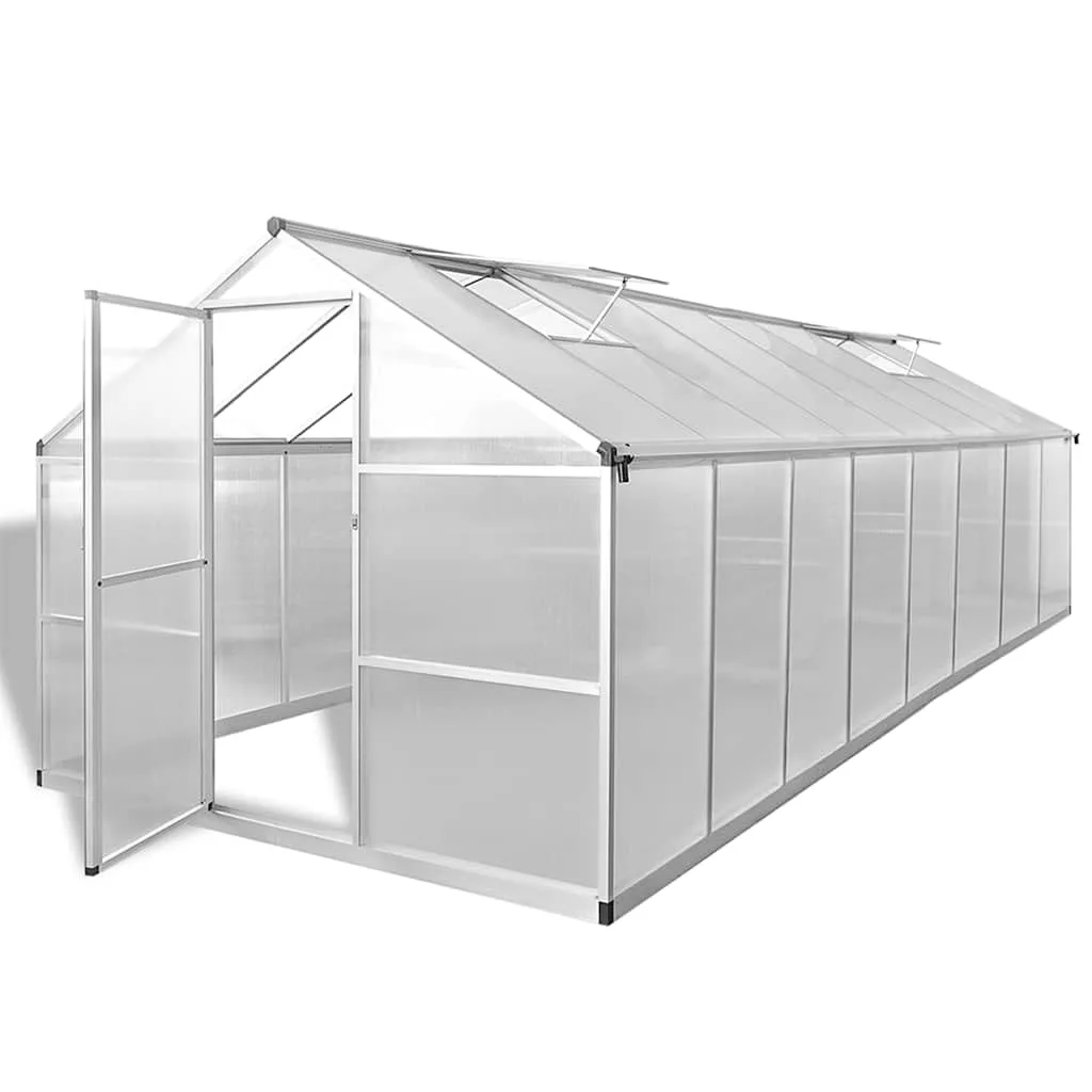 Gewächshaus Aluminium 481x250x195 cm, 12 m² Grundfläche, doppelwandige Polycarbonat-Platten, UV-beständig, Thermisch isoliert, stabiles Aluminium-Gewächshaus mit Dachöffnungen