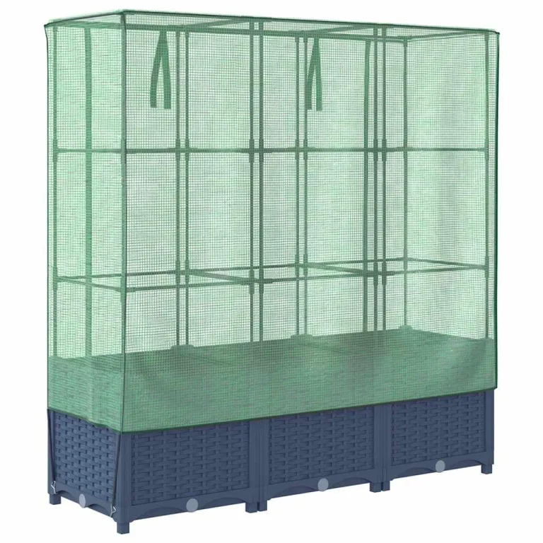 Frühbeet für Pflanzen mit Hochbeet und Abdeckung in Tomatenhaus Rattan-Optik für Garten und Balkon – Bild 6