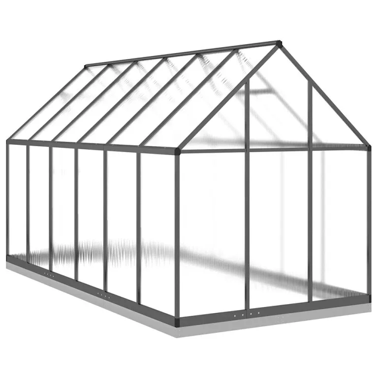 Alu Gewächshaus 334x169x202 cm mit Fundamentrahmen Anthrazit, begehbares Polycarbonat-Gewächshaus groß mit 6 cm Alu-Profilen und 7 Bodenrahmen aus verzinktem Stahl, inklusive – Bild 5