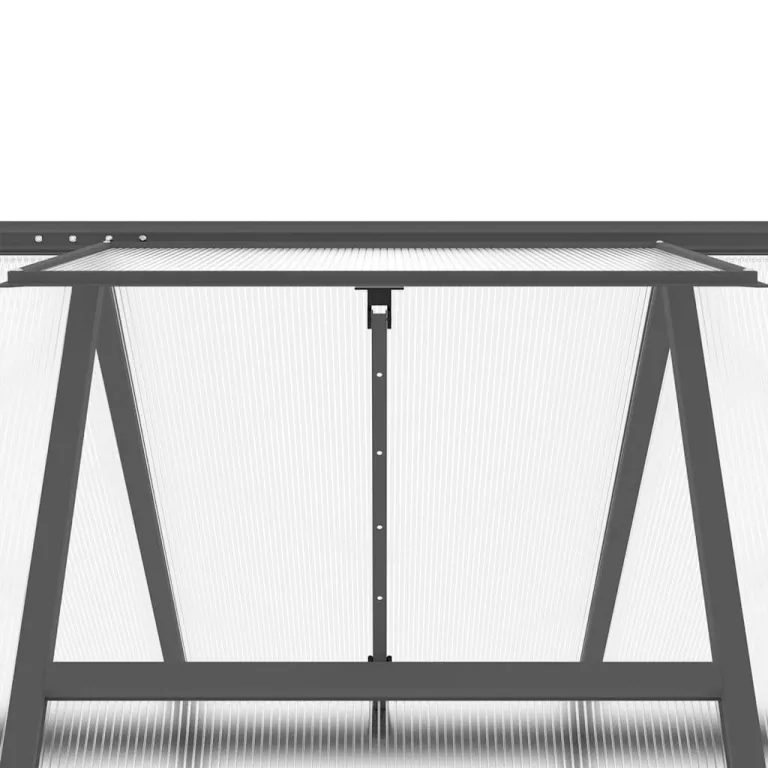 Alu Gewächshaus 334x169x202 cm mit Fundamentrahmen Anthrazit, begehbares Polycarbonat-Gewächshaus groß mit 6 cm Alu-Profilen und 7 Bodenrahmen aus verzinktem Stahl, inklusive – Bild 9