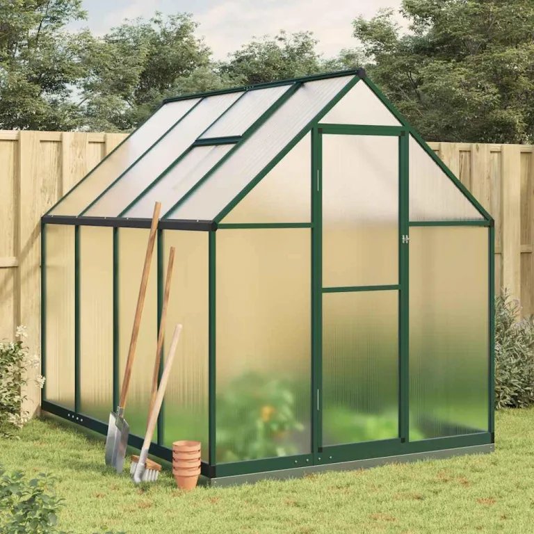 Alu Gewächshaus 334x169x202 cm mit Fundamentrahmen Anthrazit, begehbares Polycarbonat-Gewächshaus groß mit 6 cm Alu-Profilen und 7 Bodenrahmen aus verzinktem Stahl, inklusive – Bild 10