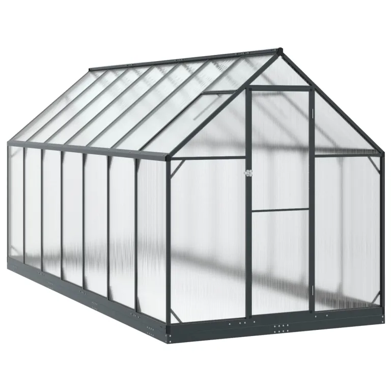 Aluminium Gewächshaus 183,5x183,5x207 cm mit Tür Anthrazit, verstellbare Höhe ohne Werkzeug, wetterfestes Tunnel-Design für Außenbereich, einfache Montage zu dritt, aus Aluminium – Bild 10