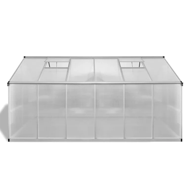 Gewächshaus aus Aluminium, 9,025 m², mit Grundrahmen und Polycarbonatplatten, doppelwandig, UV-beständig und wärmeisoliert von -20°C bis 70°C, inklusive Regenrinne und Entlüftung – Bild 4