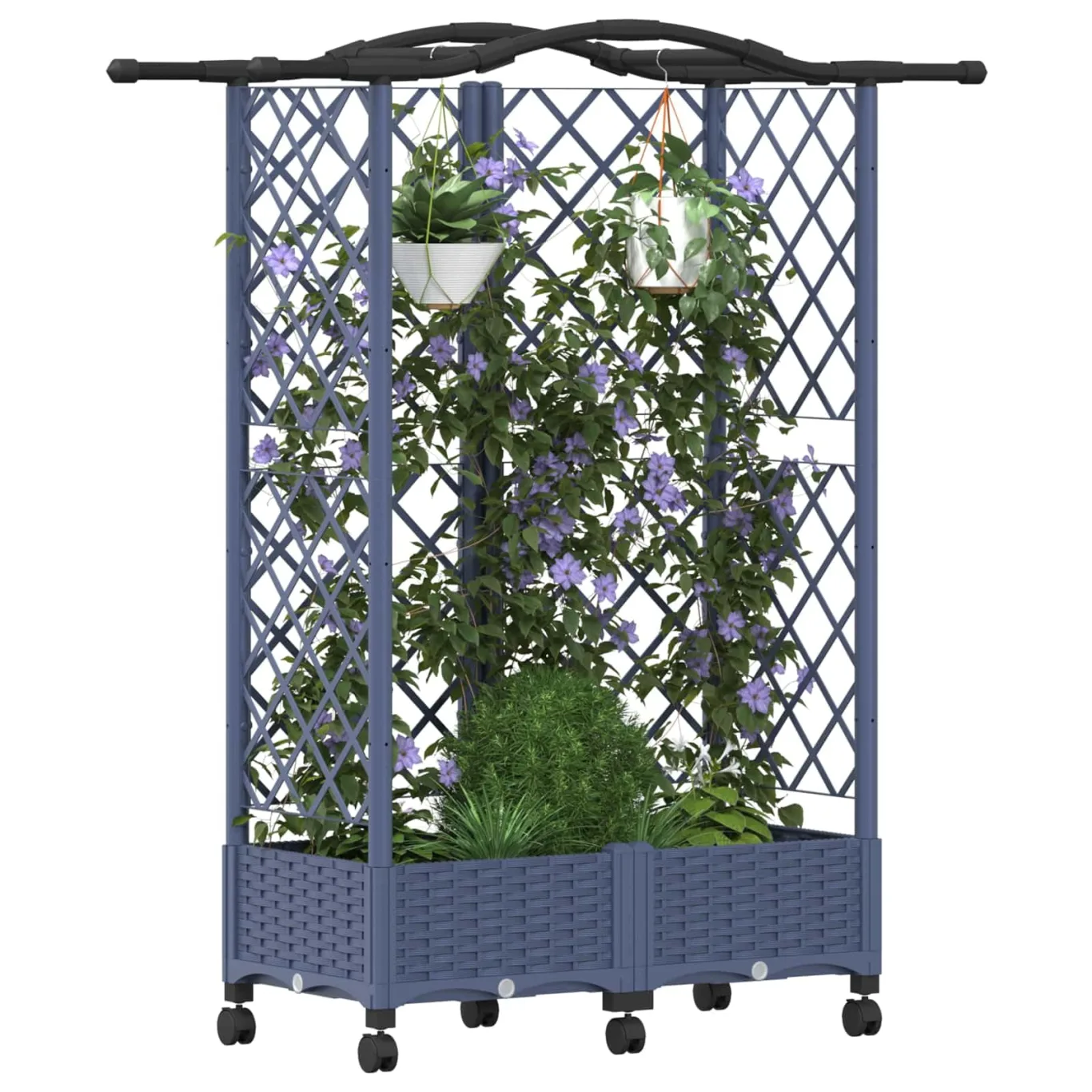 vidaXL Hochbeet mit Rankgitter und Dach Grau 124 x 40 x 129 cm PP, Garten & Terrasse, moderner Kräutertopf, Hochbeet mit Dach, mobil, Gemüse, Urbane Gartenideen - Bild 1