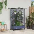 vidaXL Hochbeet mit Rankgitter und Dach Grau 124 x 40 x 129 cm PP, Garten & Terrasse, moderner Kräutertopf, Hochbeet mit Dach, mobil, Gemüse, Urbane Gartenideen - Thumbnail 2