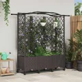 vidaXL Hochbeet mit Rankgitter und Dach Braun 163 x 40 x 144 cm PP, Garten & Terrasse, moderner Kräutertopf, Hochbeet mit Dach, mobil, Gemüse, Urbane Gartenideen - Thumbnail 2