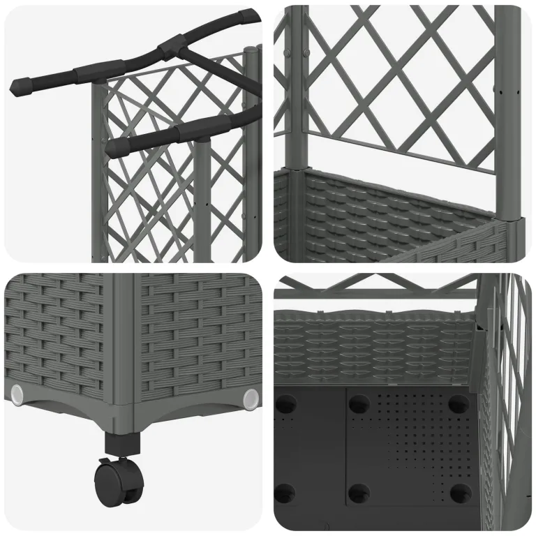 vidaXL Hochbeet mit Rankgitter und Dach Hellgrau 124 x 40 x 129 cm PP, Garten & Terrasse, moderner Kräutertopf, Hochbeet mit Dach, mobil, Gemüse, Urbane Gartenideen – Bild 9