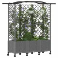 vidaXL Hochbeet mit Rankgitter und Dach Hellgrau 163 x 40 x 144 cm PP, Garten & Terrasse, moderner Kräutertopf, Hochbeet mit Dach, mobil, Gemüse, Urbane Gartenideen - Thumbnail 1