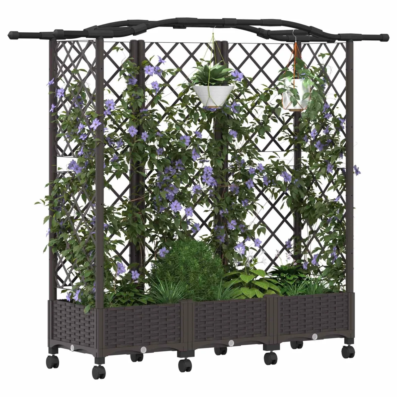 vidaXL Hochbeet mit Rankgitter und Dach Braun 163 x 40 x 129 cm PP, Garten & Terrasse, moderner Kräutertopf, Hochbeet mit Dach, mobil, Gemüse, Urbane Gartenideen - Bild 1