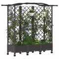 vidaXL Hochbeet mit Rankgitter und Dach Braun 163 x 40 x 129 cm PP, Garten & Terrasse, moderner Kräutertopf, Hochbeet mit Dach, mobil, Gemüse, Urbane Gartenideen - Thumbnail 1