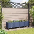 vidaXL Gartenpflanzer mit Rädern Blaugrau 160 x 40 x 48 cm PP, Moderner Garten- und Terrassenpflanzer, wetterfestes Gefäß für Balkon, Terrasse oder Gemüseanbau - Thumbnail 2