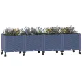 vidaXL Gartenpflanzer mit Rädern Blaugrau 160 x 40 x 48 cm PP, Moderner Garten- und Terrassenpflanzer, wetterfestes Gefäß für Balkon, Terrasse oder Gemüseanbau - Thumbnail 1