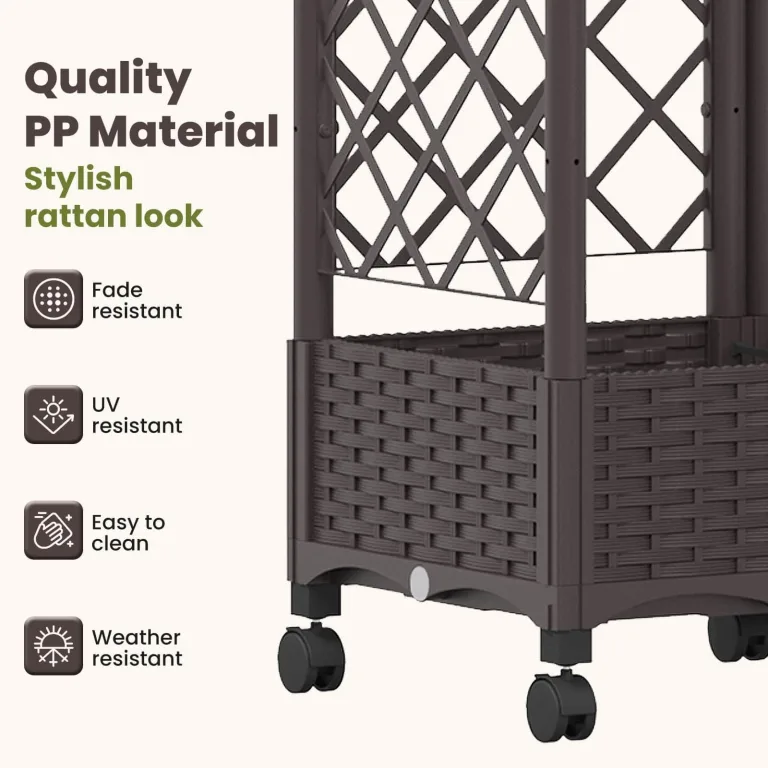 vidaXL Hochbeet mit Rankgitter und Dach Braun 124 x 40 x 129 cm PP, Garten & Terrasse, moderner Kräutertopf, Hochbeet mit Dach, mobil, Gemüse, Urbane Gartenideen – Bild 4