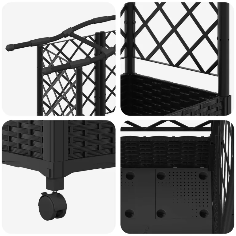 vidaXL Hochbeet mit Rankgitter und Dach Schwarz 124 x 40 x 129 cm PP, Garten & Terrasse, moderner Kräutertopf, Hochbeet mit Dach, mobil, Gemüse, Urbane Gartenideen – Bild 9