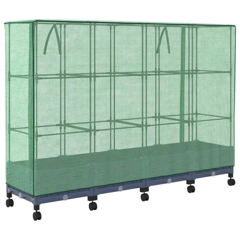 vidaXL Pflanzgefäß für den Garten, mit Abdeckung für Gewächshaus und Rollen, 4 Stück, Polypropylen, für Garten und Terrasse, rechteckig, modern, mit beweglichem Becken, höhenverstellbar, wasserfest – Bild 7