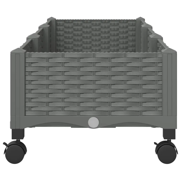 vidaXL Gartenpflanzer mit Rädern Hellgrau 120 x 40 x 33 cm PP, Moderner Garten- und Terrassenpflanzer, wetterfestes Gefäß für Balkon, Terrasse oder Gemüseanbau – Bild 6
