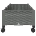 vidaXL Gartenpflanzer mit Rädern Hellgrau 120 x 40 x 33 cm PP, Moderner Garten- und Terrassenpflanzer, wetterfestes Gefäß für Balkon, Terrasse oder Gemüseanbau - Thumbnail 6