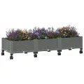 vidaXL Gartenpflanzer mit Rädern Hellgrau 120 x 40 x 33 cm PP, Moderner Garten- und Terrassenpflanzer, wetterfestes Gefäß für Balkon, Terrasse oder Gemüseanbau - Thumbnail 1