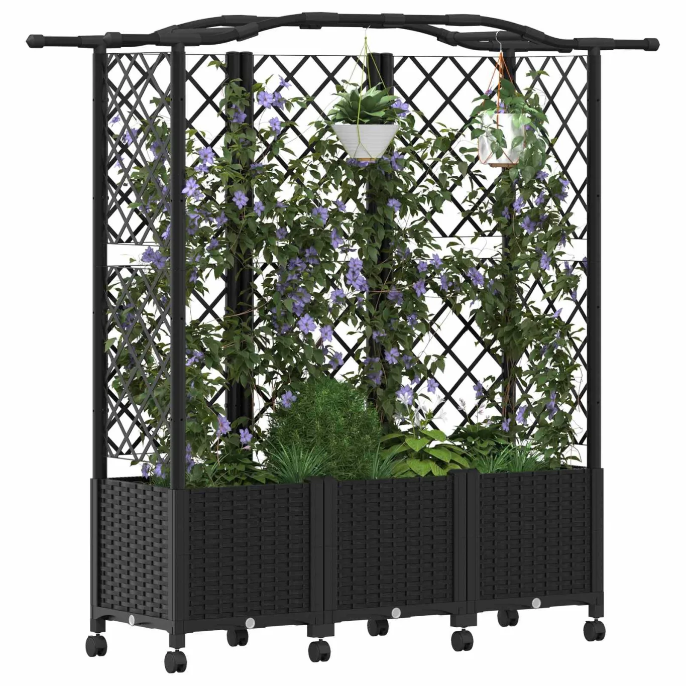 vidaXL Hochbeet mit Rankgitter und Dach Schwarz 163 x 40 x 144 cm PP, Garten & Terrasse, moderner Kräutertopf, Hochbeet mit Dach, mobil, Gemüse, Urbane Gartenideen - Bild 1