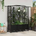 vidaXL Hochbeet mit Rankgitter und Dach Schwarz 163 x 40 x 144 cm PP, Garten & Terrasse, moderner Kräutertopf, Hochbeet mit Dach, mobil, Gemüse, Urbane Gartenideen - Thumbnail 2