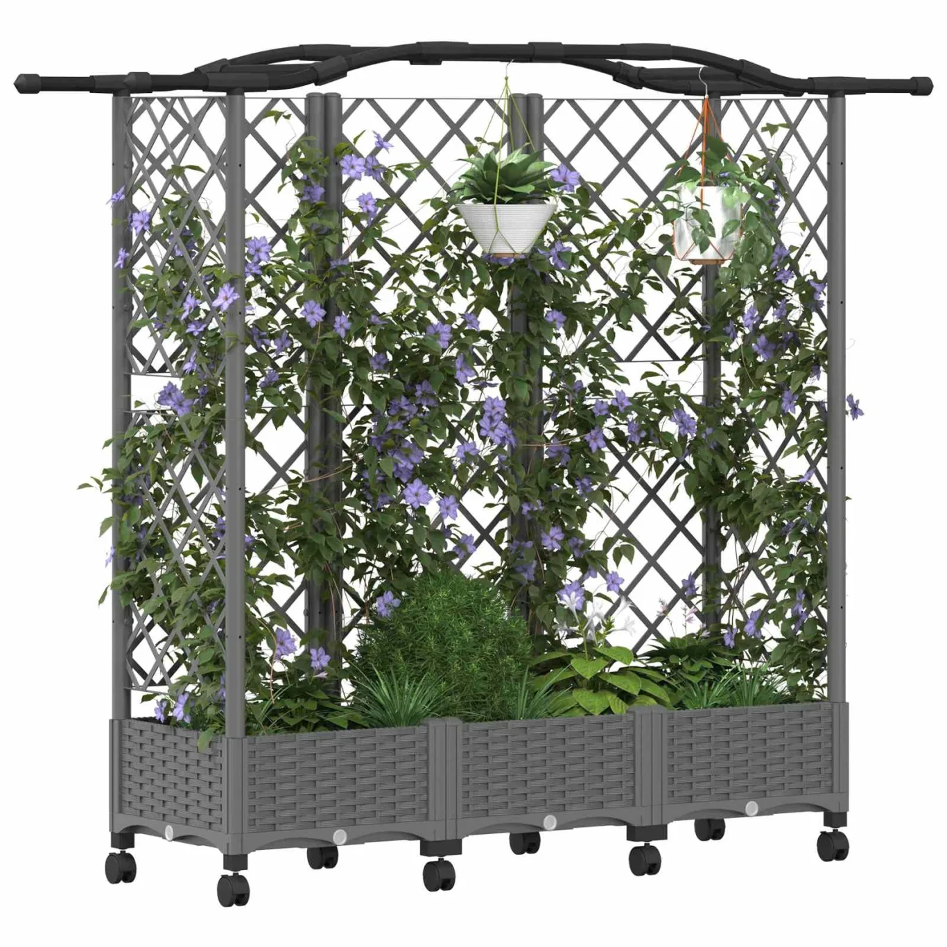 vidaXL Hochbeet mit Rankgitter und Dach Hellgrau 163 x 40 x 129 cm PP, Garten & Terrasse, moderner Kräutertopf, Hochbeet mit Dach, mobil, Gemüse, Urbane Gartenideen - Bild 1