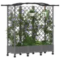 vidaXL Hochbeet mit Rankgitter und Dach Hellgrau 163 x 40 x 129 cm PP, Garten & Terrasse, moderner Kräutertopf, Hochbeet mit Dach, mobil, Gemüse, Urbane Gartenideen - Thumbnail 1