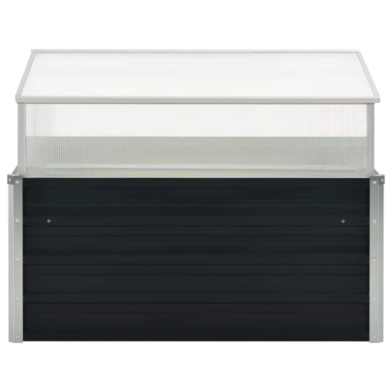 Gewächshaus Anthrazit 100x100x77 cm verzinkter Stahl mit Aluminium Dachrahmen und Sicherheitskanten für Balkon Terrasse Garten Indoor Outdoor Pflanzgefäß frostbeständig winterhart – Bild 2