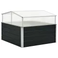 Hochbeet mit Gewächshausaufsatz aus Cortenstahl, 100x100x77 cm, wetterfester Pflanzkasten mit Aluminiumrahmen, ideal für Balkon, Garten, Terrasse, Kräuter - Thumbnail 10