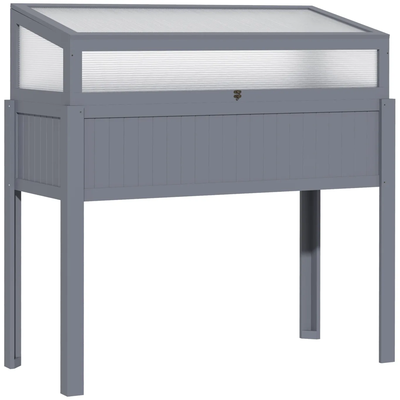 Outsunny Hochbeet Holz mit 2-in-1 Frühbeet Gewächshaus Tomatenhaus Gemüsebeet Kräuterbeet Pflanzkasten für Terrasse Balkon und Garten Polycarbonat 120 x 54 x 112/122 cm Grau - Bild 1