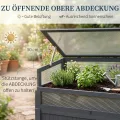 Outsunny Hochbeet Holz mit 2-in-1 Frühbeet Gewächshaus Tomatenhaus Gemüsebeet Kräuterbeet Pflanzkasten für Terrasse Balkon und Garten Polycarbonat 120 x 54 x 112/122 cm Grau - Thumbnail 4