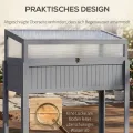 Outsunny Hochbeet Holz mit 2-in-1 Frühbeet Gewächshaus Tomatenhaus Gemüsebeet Kräuterbeet Pflanzkasten für Terrasse Balkon und Garten Polycarbonat 120 x 54 x 112/122 cm Grau - Thumbnail 5